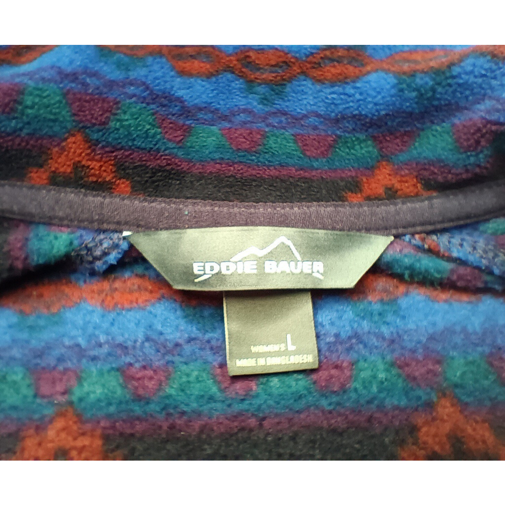 Eddie Bauer Women's Large 1/2 Zip Pullover Fleece Sweatshirt Aztec Tribal - Picture 8 of 12